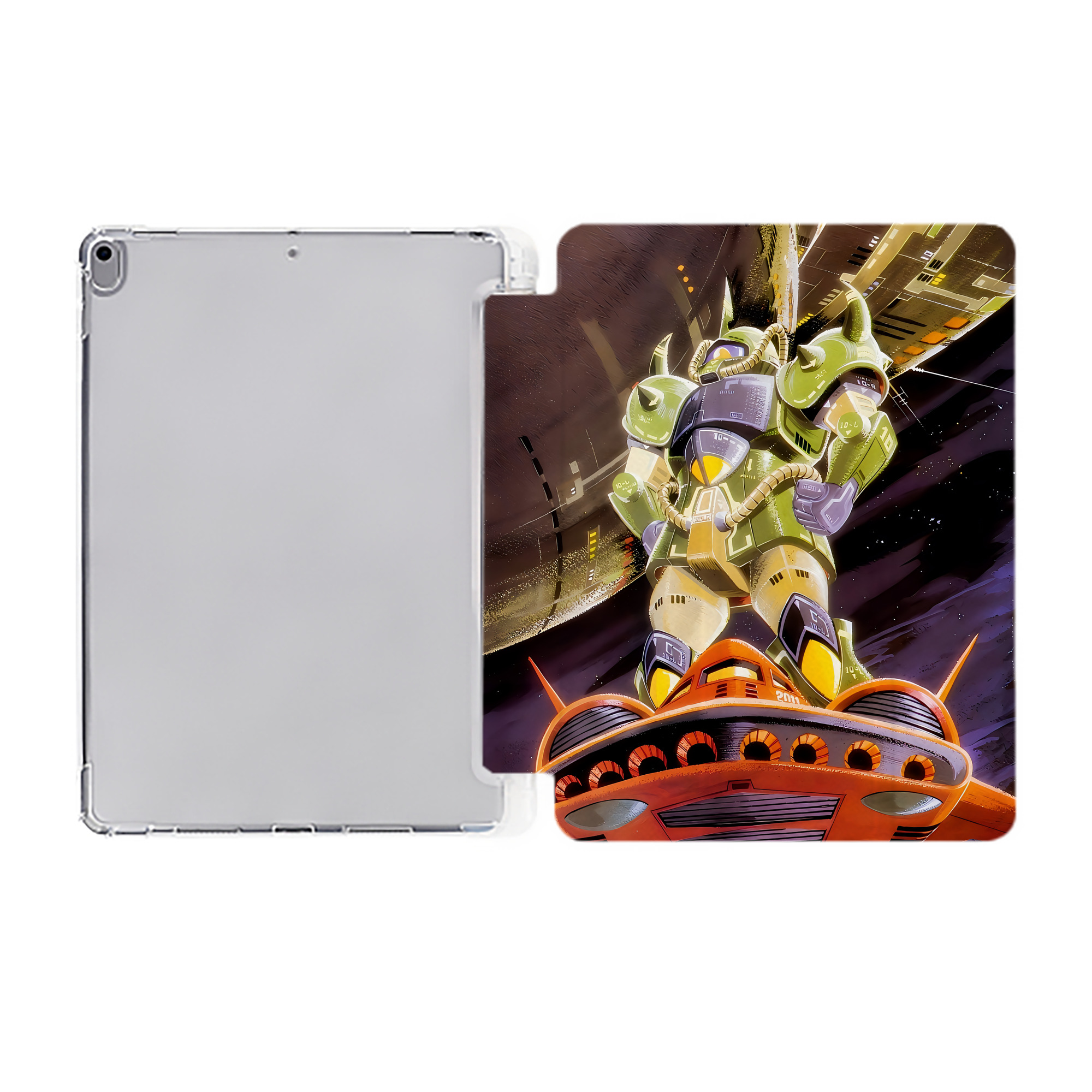 （画像用） 機動戦士ガンダム Mobile Suit Gundam IPad ケース ペン収納付き 三つ折りスタンド PUレザー×シリコン 対応機種9.5/10.5/10.9インチ